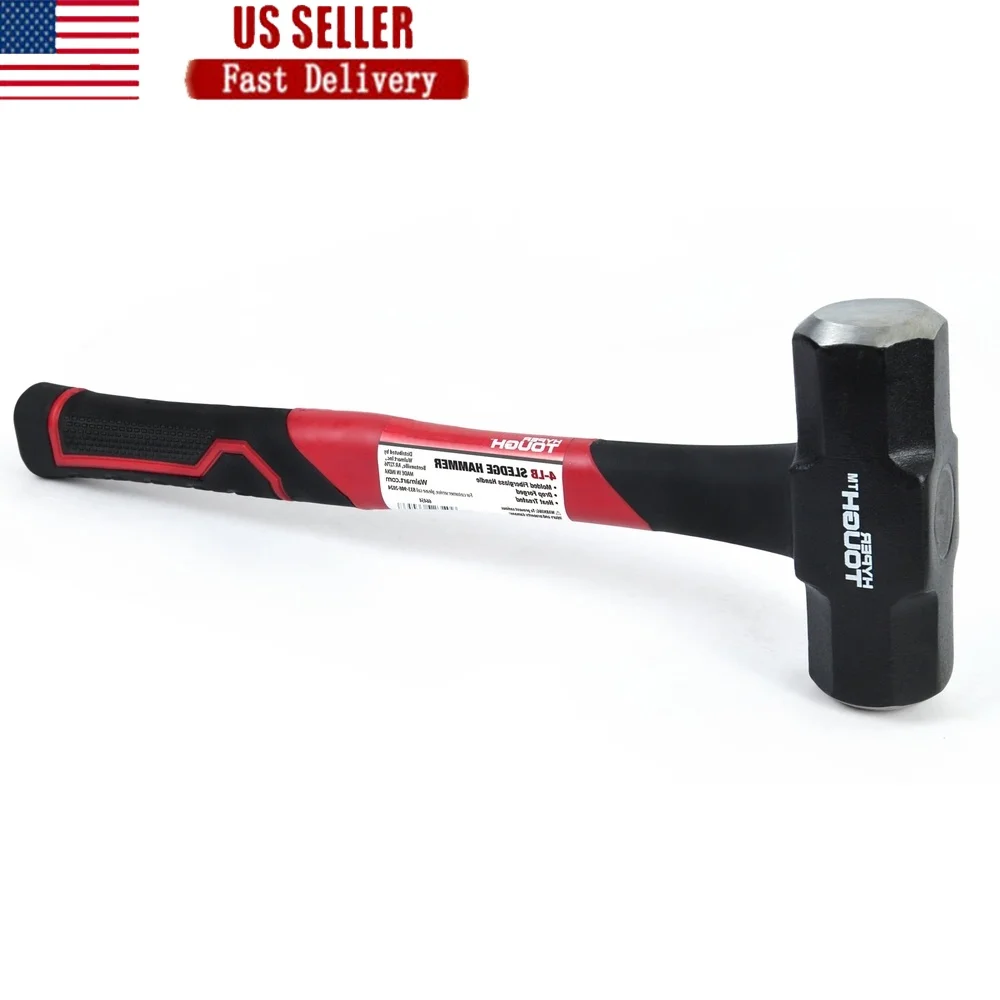 

4-фунтовый кувалда, ручка из стекловолокна, кованая стальная головка, удобная ручка, нескользящая TPR, поглощение вибрации, сверхмощный инструмент