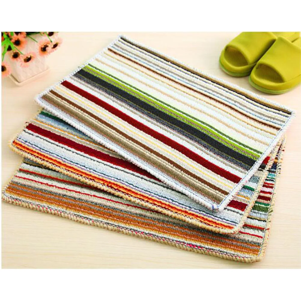 

Colored Striped Floor Mats Non Slip Kitchen Bathroom Bedroom Living Room Balcony Office Decor Washable Dust Collection Water
