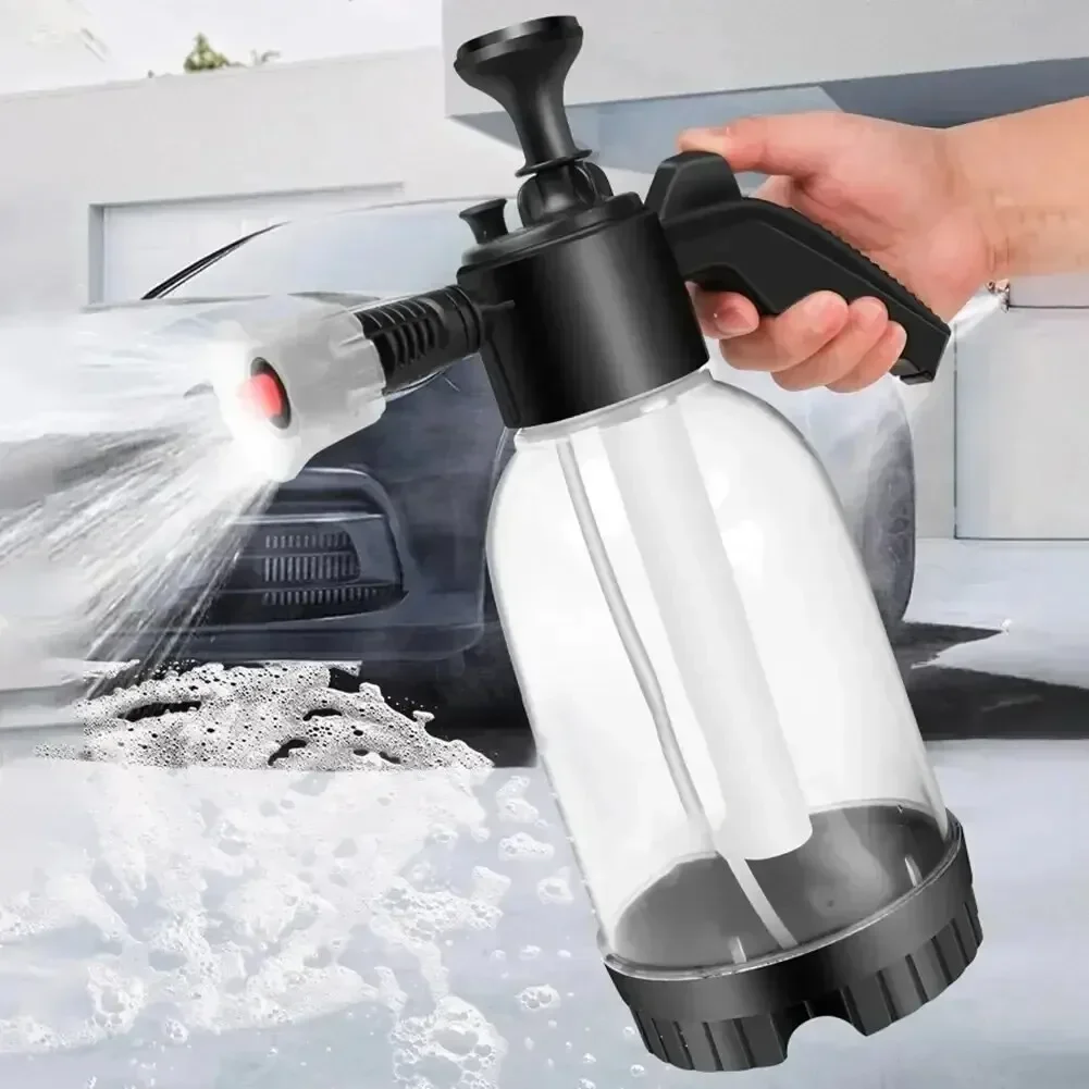 Pulvérisateur de mousse 2L pour lavage de voiture, arrosoir à mousse manuel, pulvérisateur à pression d'air, bouteille d'eau de désinfection en plastique, outils de nettoyage de voiture