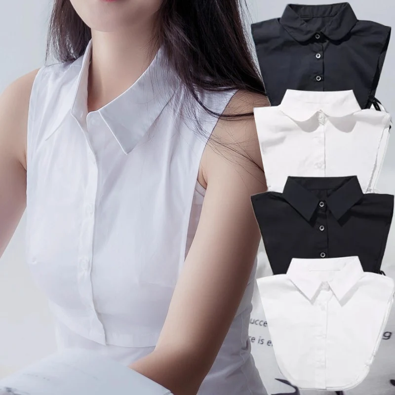 

Женская мода, белый хлопковый искусственный воротник, простая половина рубашки, искусственный воротник, универсальный и удобный съемный воротник