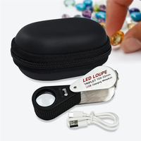 A47U 10X Jewelers Loupe With UV & LED Lights, Rechargeable 10X Loupe Magnifier 22Mm Optical Glass Triplet Lens Jewelry Loupe