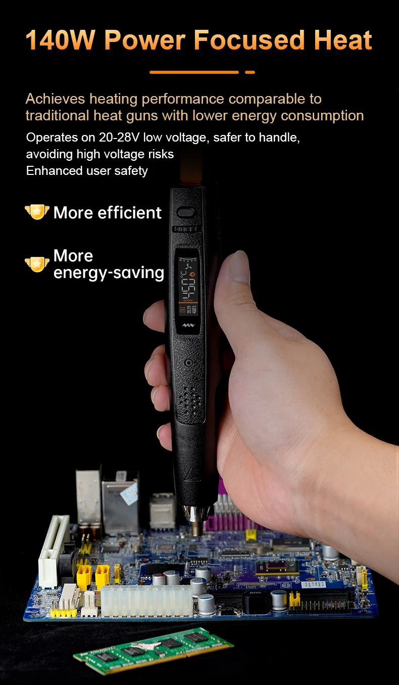 Miniware AirGo 140 Tragbare Intelligente Heißluftpistole Entlötpistole Maximale Leistung 140W 80-450 ° C & Spezialkomponente zur Auswahl – Detail 8