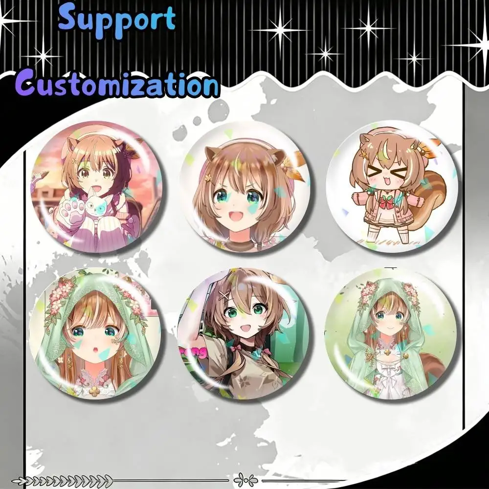 

Vtuber A-Ayunda Risu From H-Hololive 25/32/44/58/75mm Round Brooch Badge Pins, Personalized Badges With Broken Glass Design