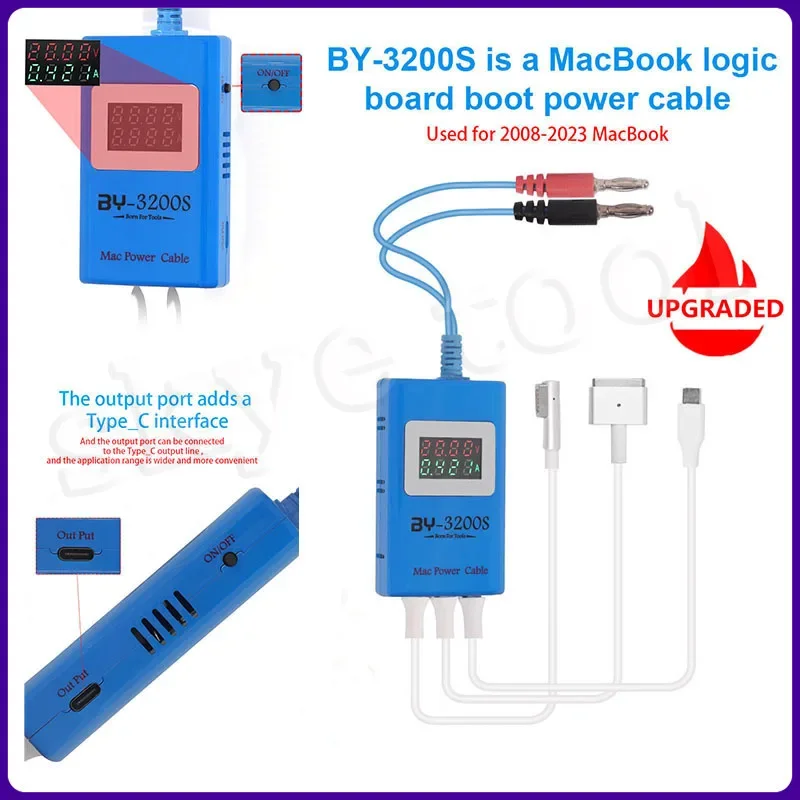 BY 3200S Power Boot Cable For MacBook Fast Charge Turn On Charger Type-C T-Style L-Style Connector Mac Power Charging Flex