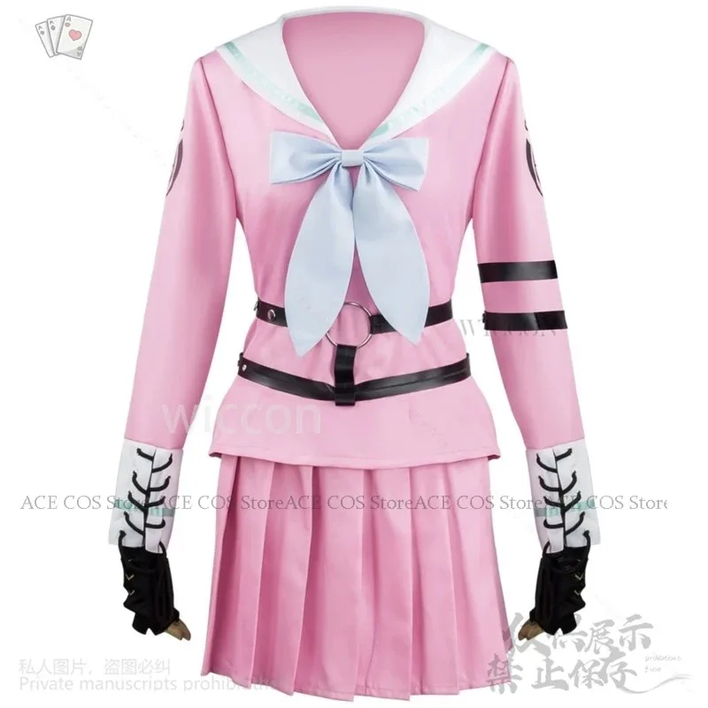 

Аниме игра Danganronpaaa V3 Косплей Miu Iruma костюм Jk японская школьная форма платье розовый парик Лолиты Jirai Kei Girl