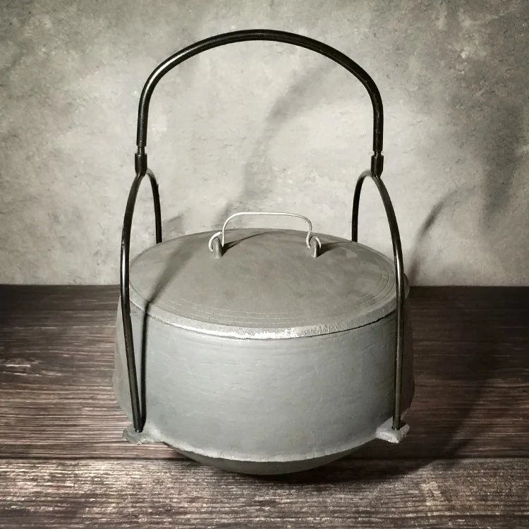 LTT Traditional Vintage Cast Iron Cauldron Wood Cooking Hanging Pan Uncoated Saucepan