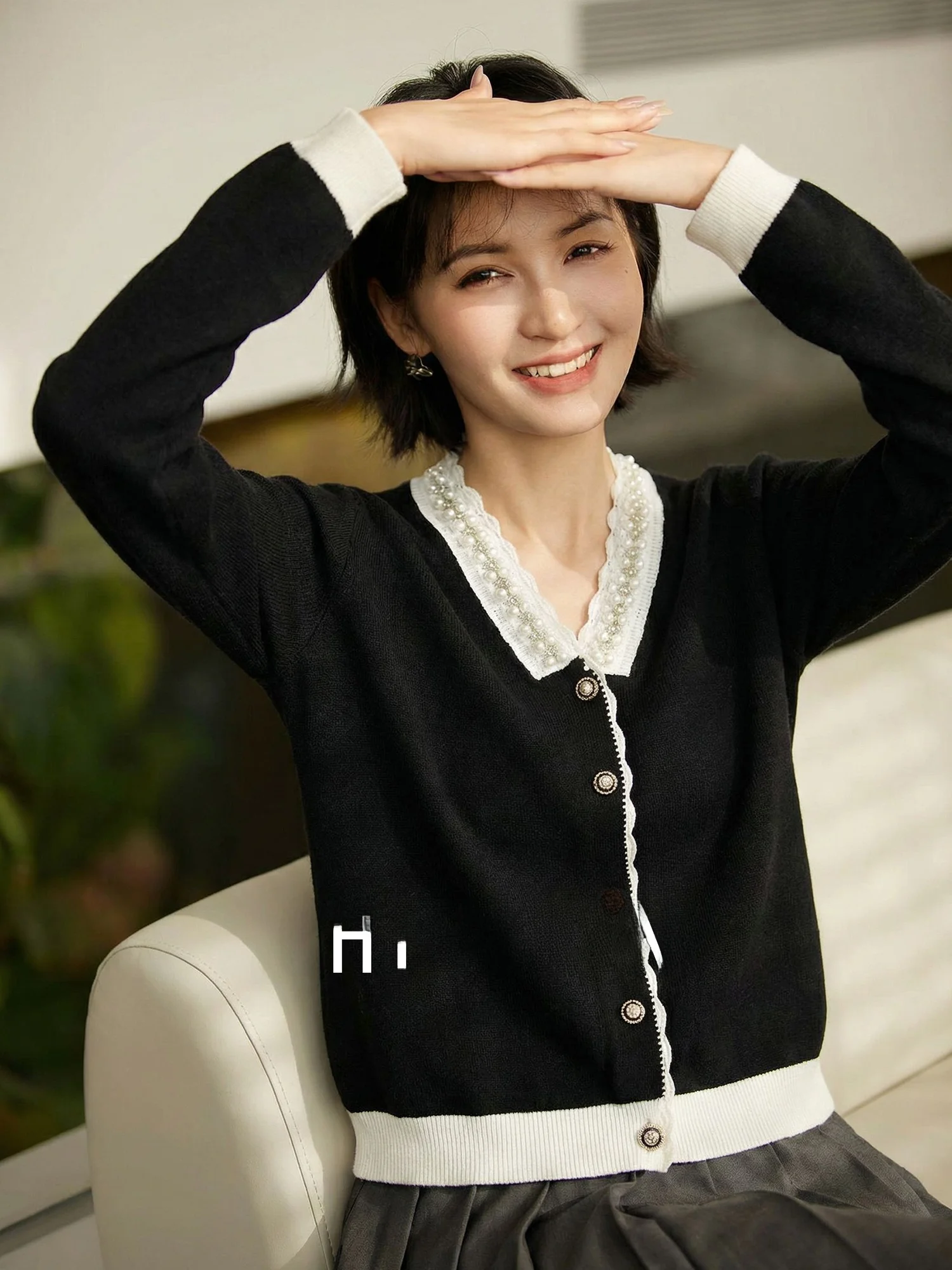 

Ele Bla Doll Collar Knitted Sweater Long Sve Slimming irt Casual Comfortable Loose Fit Spring Faion for Women