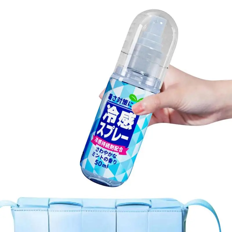 

Cooling Mist Spray 50ml Heat Stroke Prevention Portable Clipper Cooling Spray With Anti-Heat Stroke For Clothing Underwear Shoes