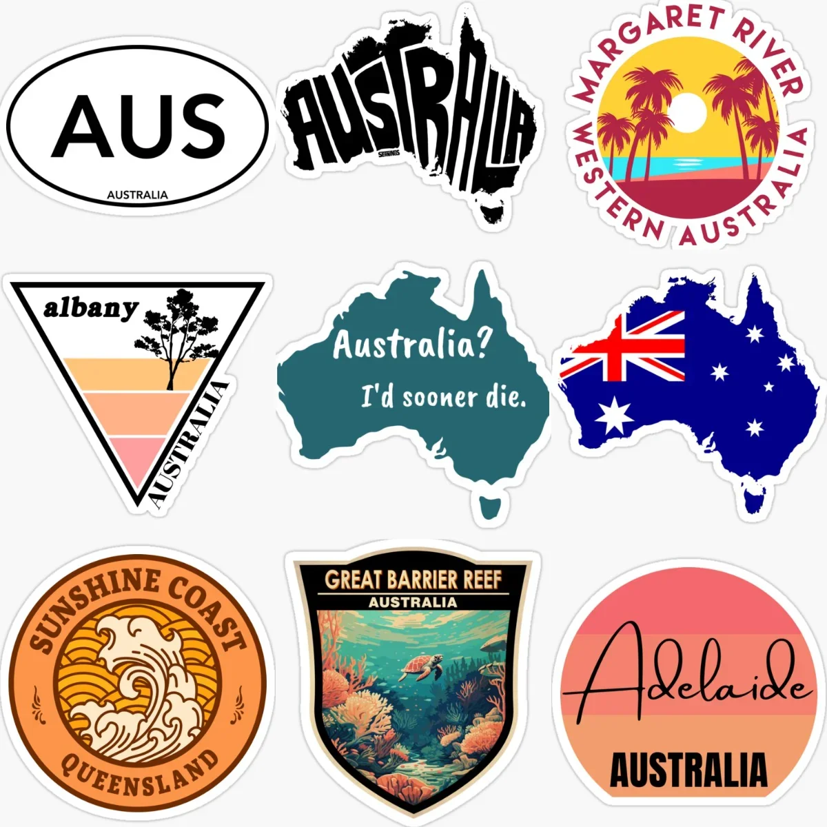 

AUS Australia Flag Map Kangaroo Emblem Creative PVC Car Stickers for Car Bicycle Window Wall Decoration Accessories