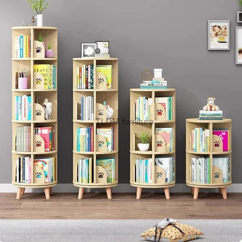 Rotating Corner Bookcase Storage Organizers Small Magazine Bookshelf Library Wooden libreria scaffale home furniture