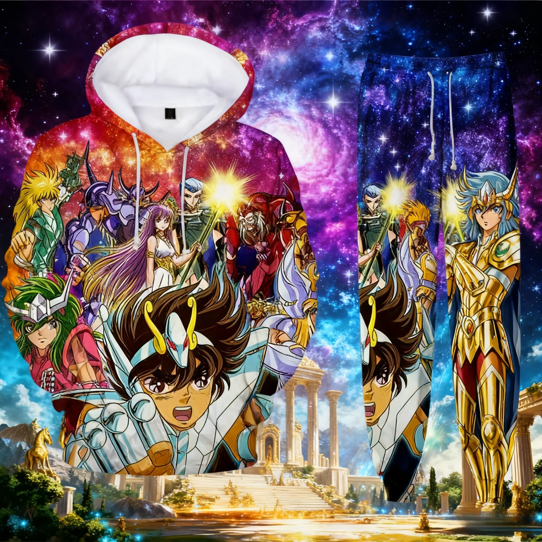

Популярные аниме Saint Seiya, толстовки с 3D принтом, костюм для мужчин и женщин, спортивный костюм, брюки, комплекты из 2 предметов, новый пуловер, косплей, костюмы с капюшоном из 2 предметов