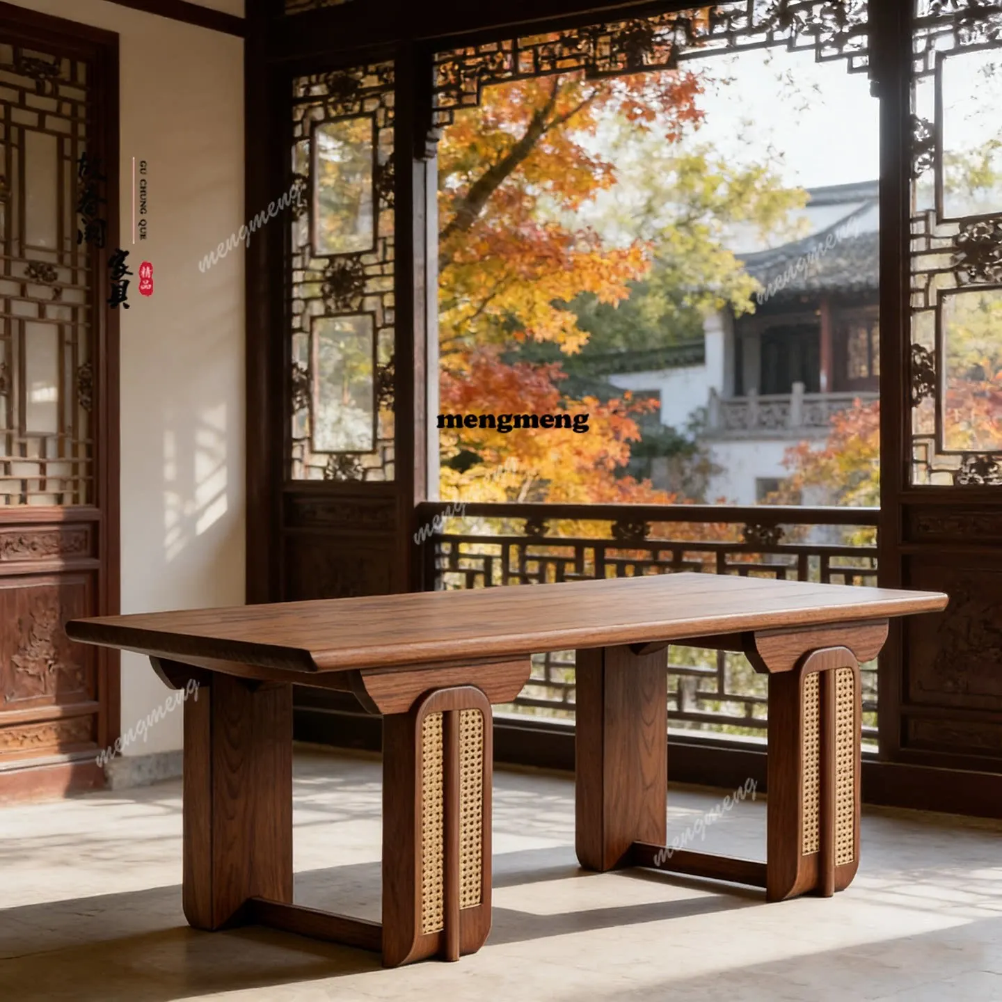 

High-end tea table, antique atmosphere, North American black walnut solid wood Kato braided tea table