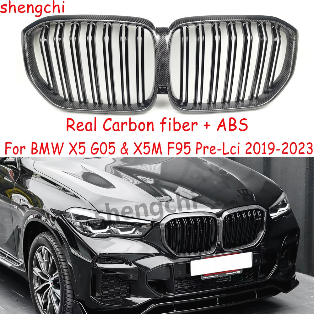 G05 Pre-Lci Carbon Fiber + ABS Front Grill For BMW X5 G05 X5M F95 Pre-lci Front Bumper Replacement Grill 2019-2023