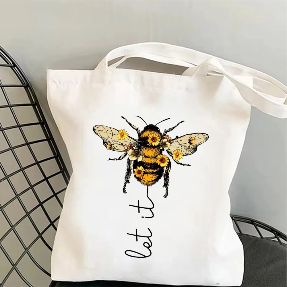 2026 New Canvas Tote Bag Watercolor Let It Bee Art Soft Carry Bag Perfect for Daily Commute Everyday Use Best Gift for Girlfiend