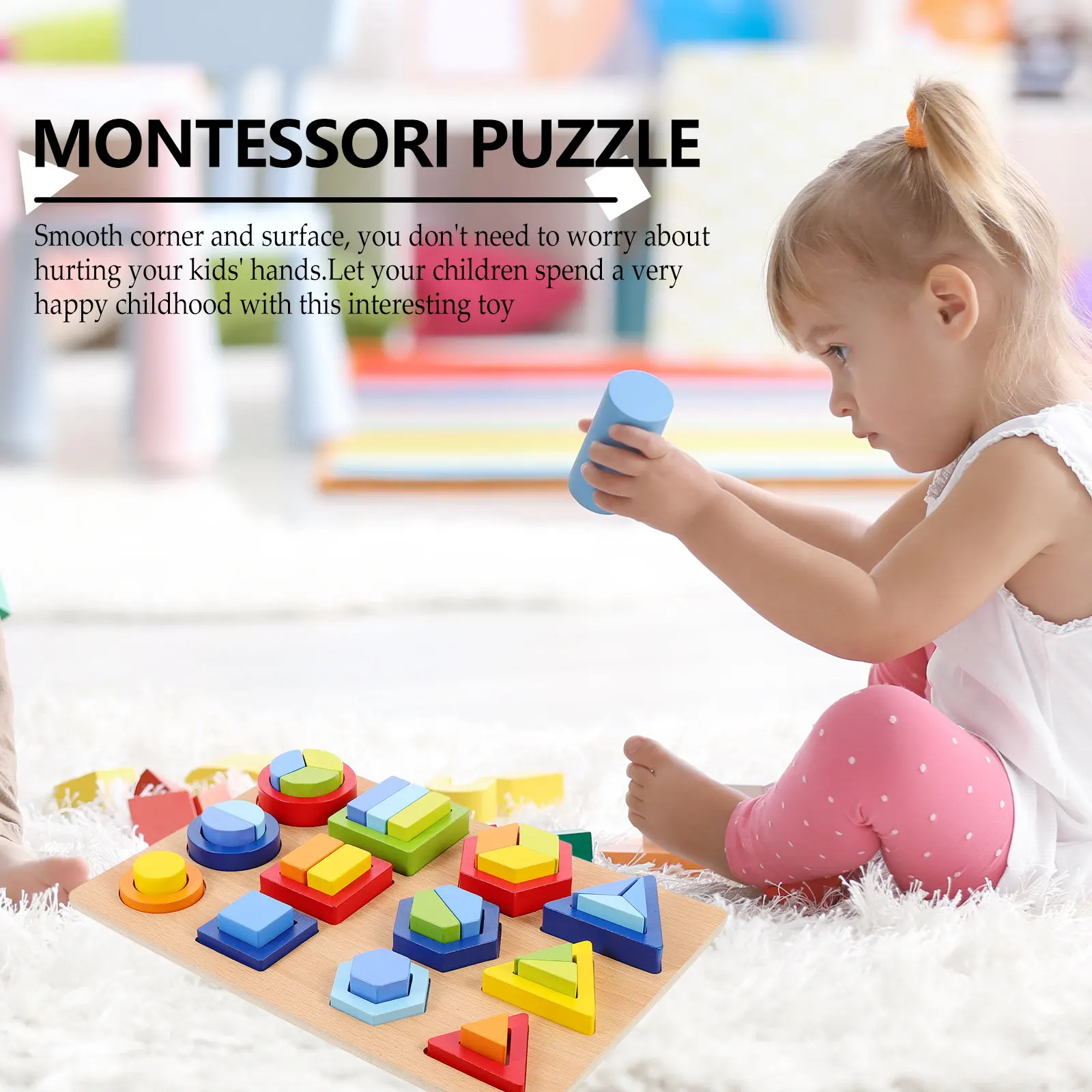 

Набор деревянных геометрических головоломок для раннего развития детей, игрушка для развития когнитивных способностей и обучения