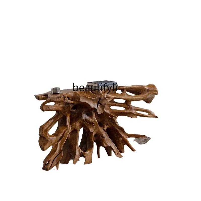 

Teak root carving creativity\ wabi sandy wind log all solid wood with shape decoration porch designer bedand breakfast furniture