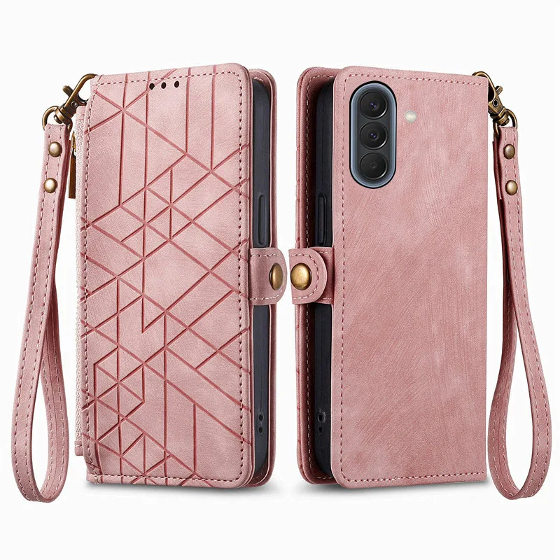 

geometric pattern leather Cover For Samsung Galaxy F17 F36 F56 F16 F55 F15 F34 F54 shockproof many card Slot Wallet phone Case