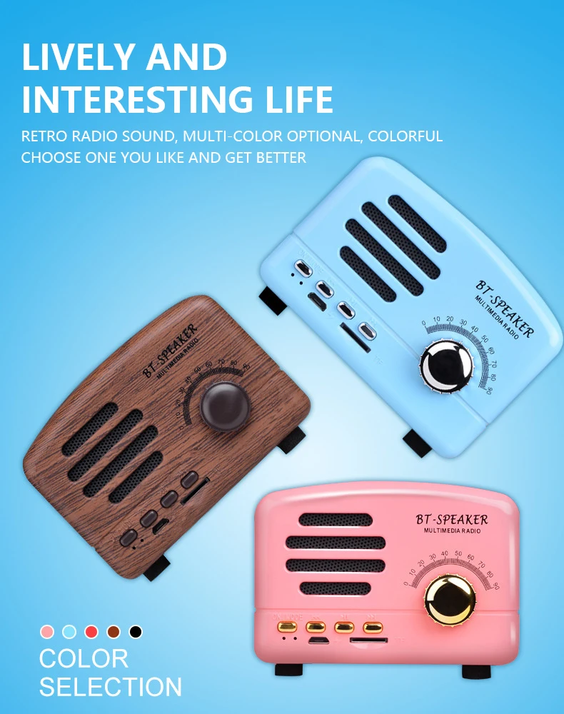 # Mini ลำโพงบลูทูธวิทยุ Retro Sound กล่องเครื่องเล่นเพลงไร้สายแบบพกพาไร้สายแบบพกพาฟรีคลาสสิกลำโพงสน...
