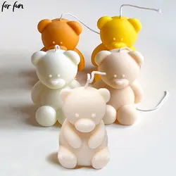 Para o divertimento 3d bonito dos desenhos animados urso molde de vela de silicone diy artesanal sabão gesso cubo de gelo molde de cozimento festa de aniversário presente fazendo molde