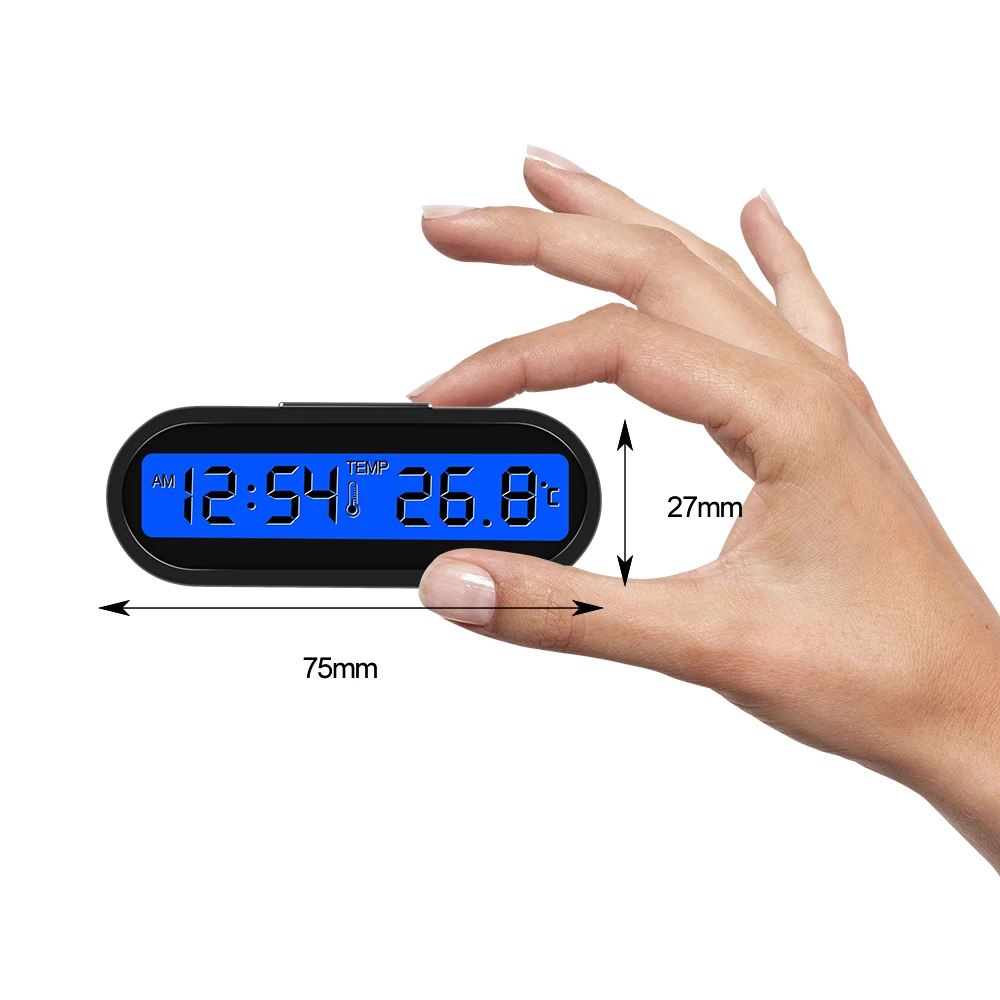 Car Clock Digital Thermometer Time Watch 2 In 1 Auto Clocks Luminous LCD Backlight Digital Display Car Styling Accessories - Image 5