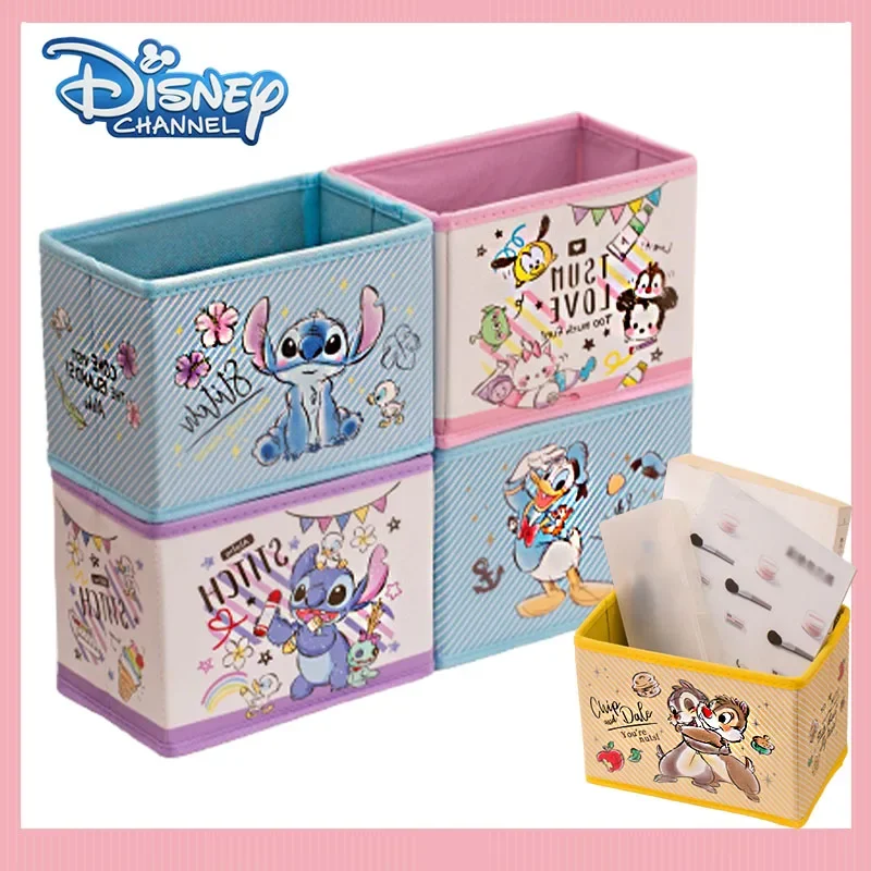 Disney Stitch Storage Box Cartoon Large-capacity Folding Desktop Room Tidy Storage Box Cosmetics Ariel Student Mini Box Gifts