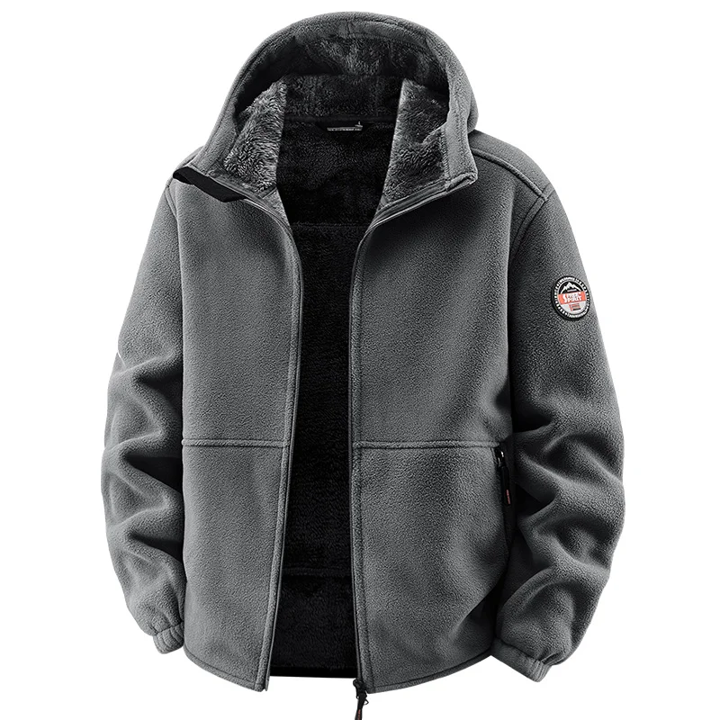 Tamanho grande nova jaqueta masculina moletom esportivo com capuz jaqueta com lã moletom à prova de vento roupas engrossadas