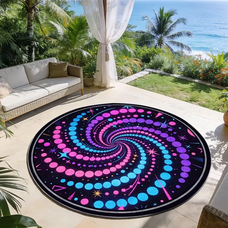 Black White Spiral Illusion Round Rug Optical Vision Print Soft Circle Carpet Bedroom Living Room Modern Creative Decor Mat