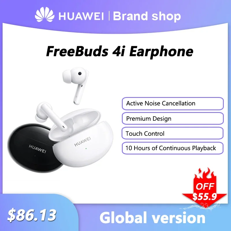 Original HUAWEI FreeBuds 4i Bluetooth Earphone Active Noise Canceling Wireless Headphones Touch Control Dual-Mic Headset