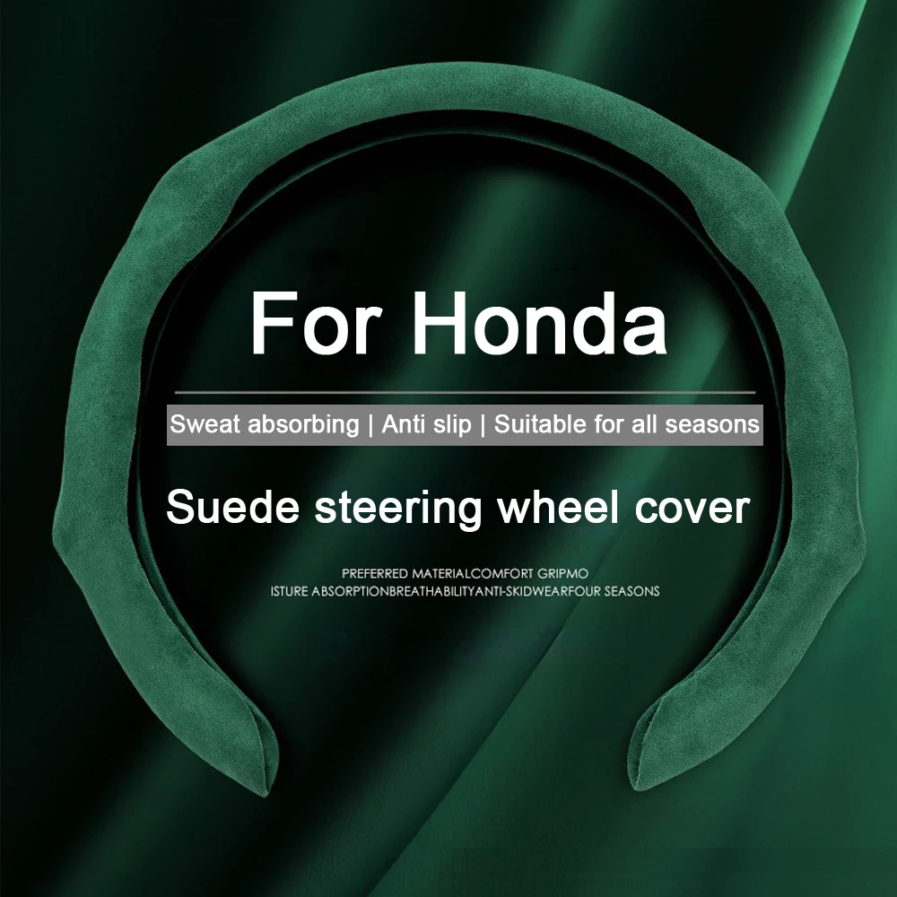 Suede Universal Car Steering Wheel Covers Non-Slip Booster Cover For Honda Civic CR-V HR-V Accord Jade Crider Odyssey