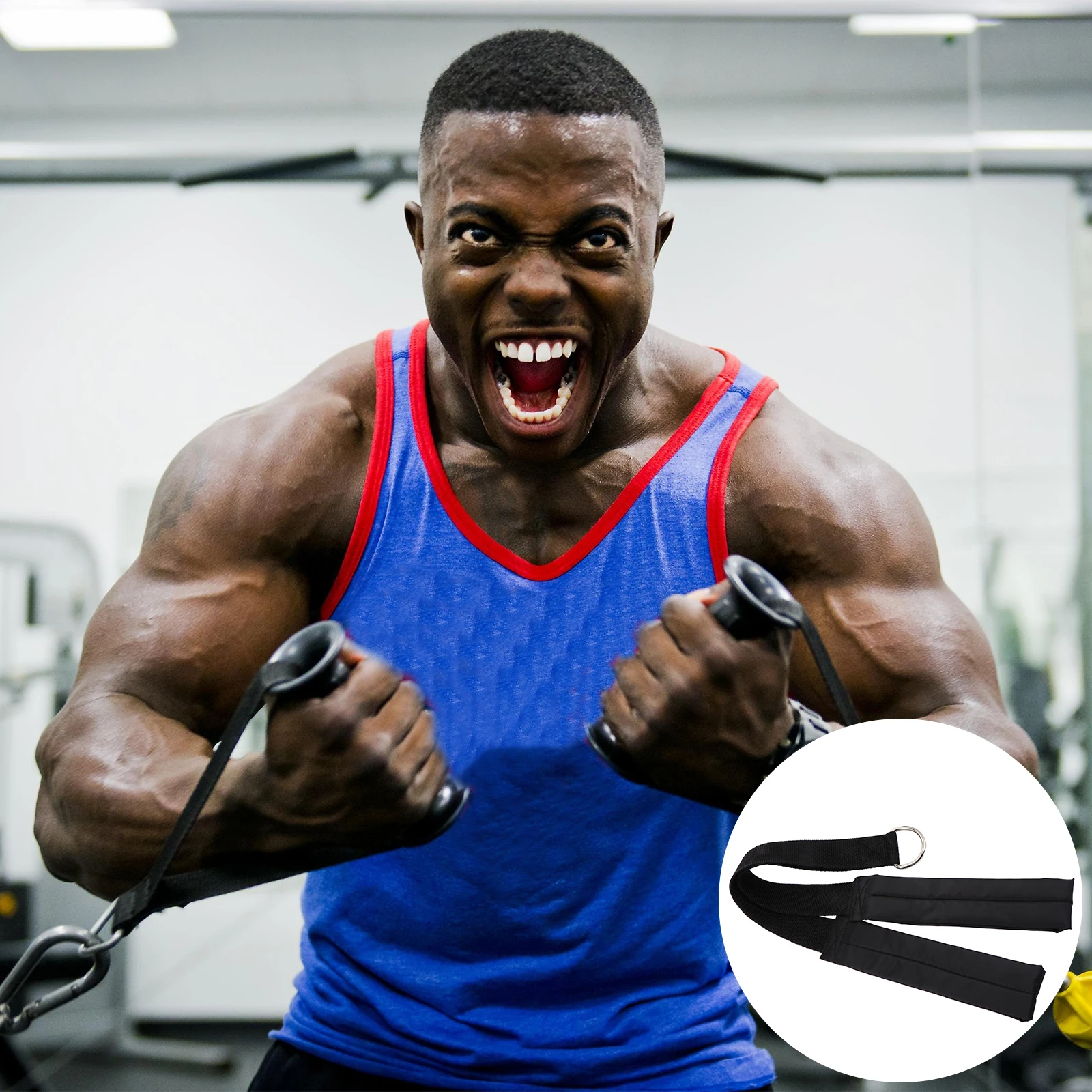 حبل للياقة البدنية ثلاثي الرؤوس، مرفق كابل من النايلون عالي التحمل لأكتاف الظهر ذات الرأسين، نظام بكرة الصالة الرياضية المنزلية