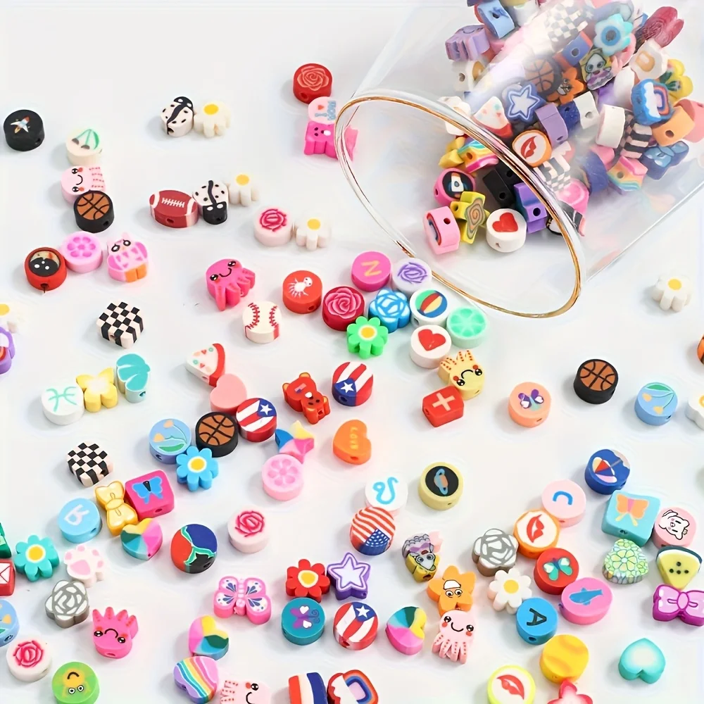 8-10mm Butterfly Rainbow Football Love Plum Blossom Multi Style Mixed Soft Ceramic Beads, Can Be Used as Gifts, Decorations, DIY