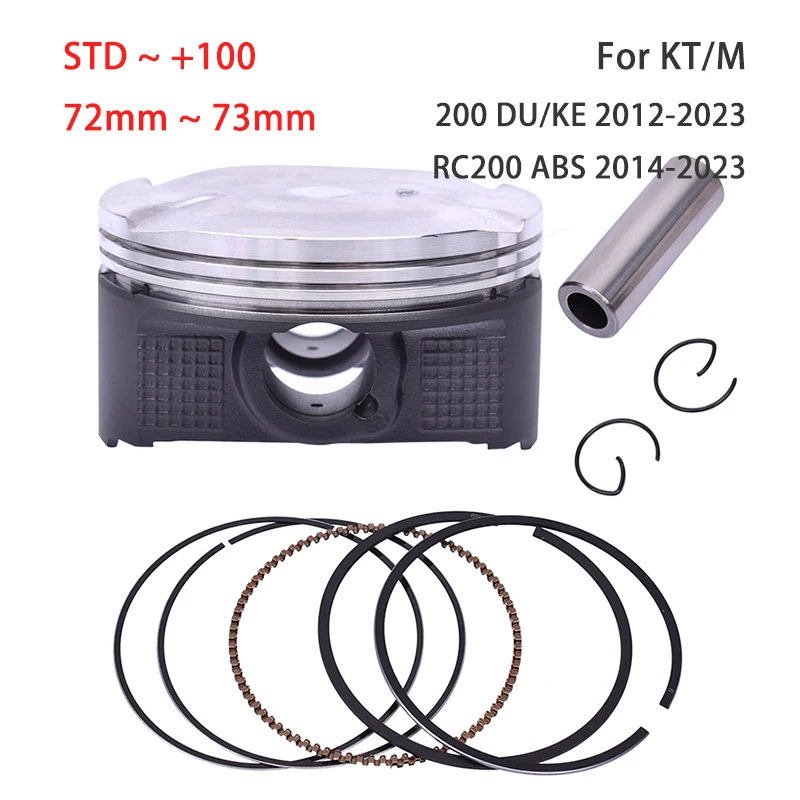 Zestaw pierścieni tłokowych STD 72mm do motocykli KT/M 200 DU/KE 2012-2023 RC200 RC ABS 2014-2023 Oversize 72.25mm 72.5mm 72.75mm 73mm