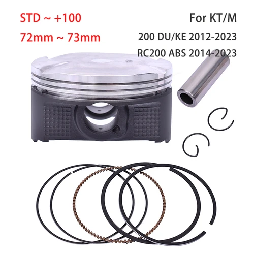 Imagen 1 del producto Kit de Anillos de pistón de motocicleta STD de 72mm para KT/M 200 DU/KE 2012-2023 RC200 RC ABS 2014-2023 de gran tamaño 72,25mm 72,5mm 72,75mm 73mm