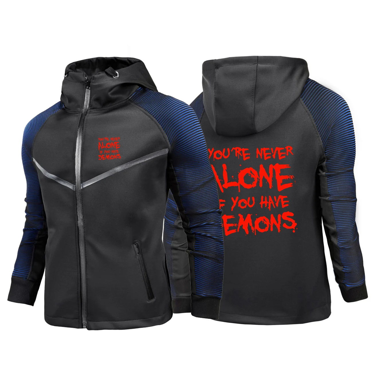 Jaqueta Masculina Antirrugas e Resistente ao Desgaste com Estampa de Logotipo 'You're Never Alone If You Have Demons' - Estilo Primavera/Outono 2026