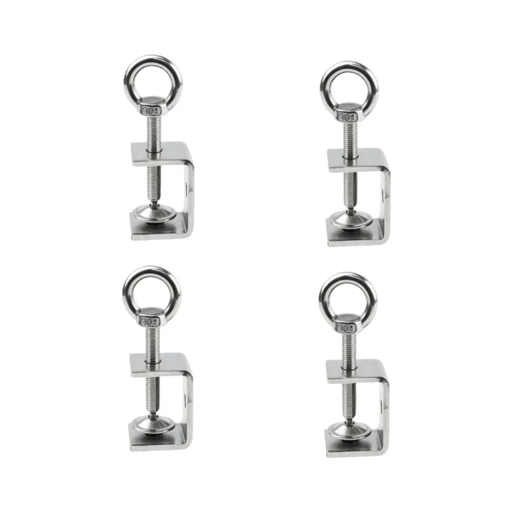 Robust Stainless Steel C Clamp with Eye Bolt Designed for Square Tube Clamping in Metalworking and Installation