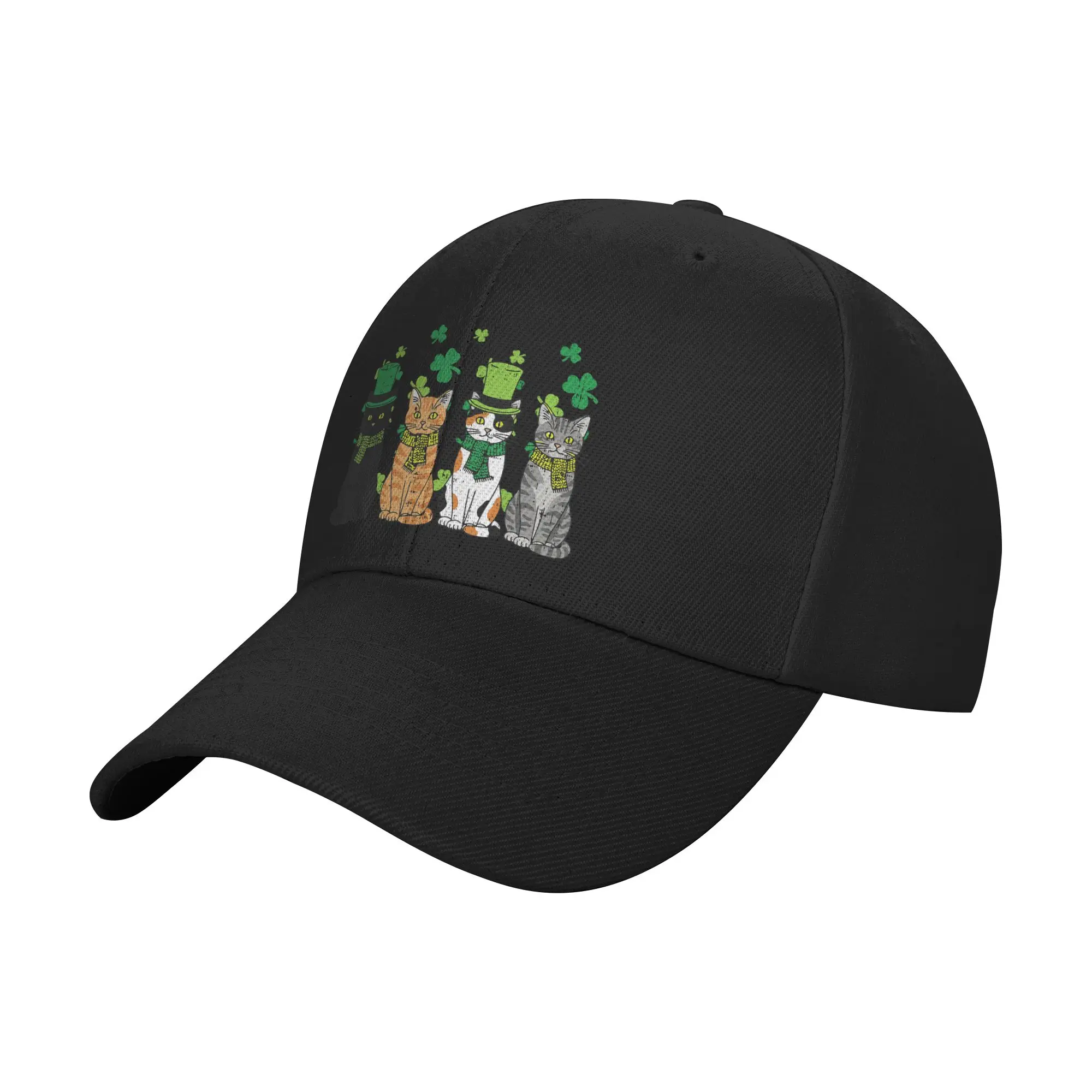 St Patricks Day Cats Irish Kitten Saint Paddy Baseball Cap  Hiking Fishing Trucker Hat Men Adult Street Style Print Snapback Cap