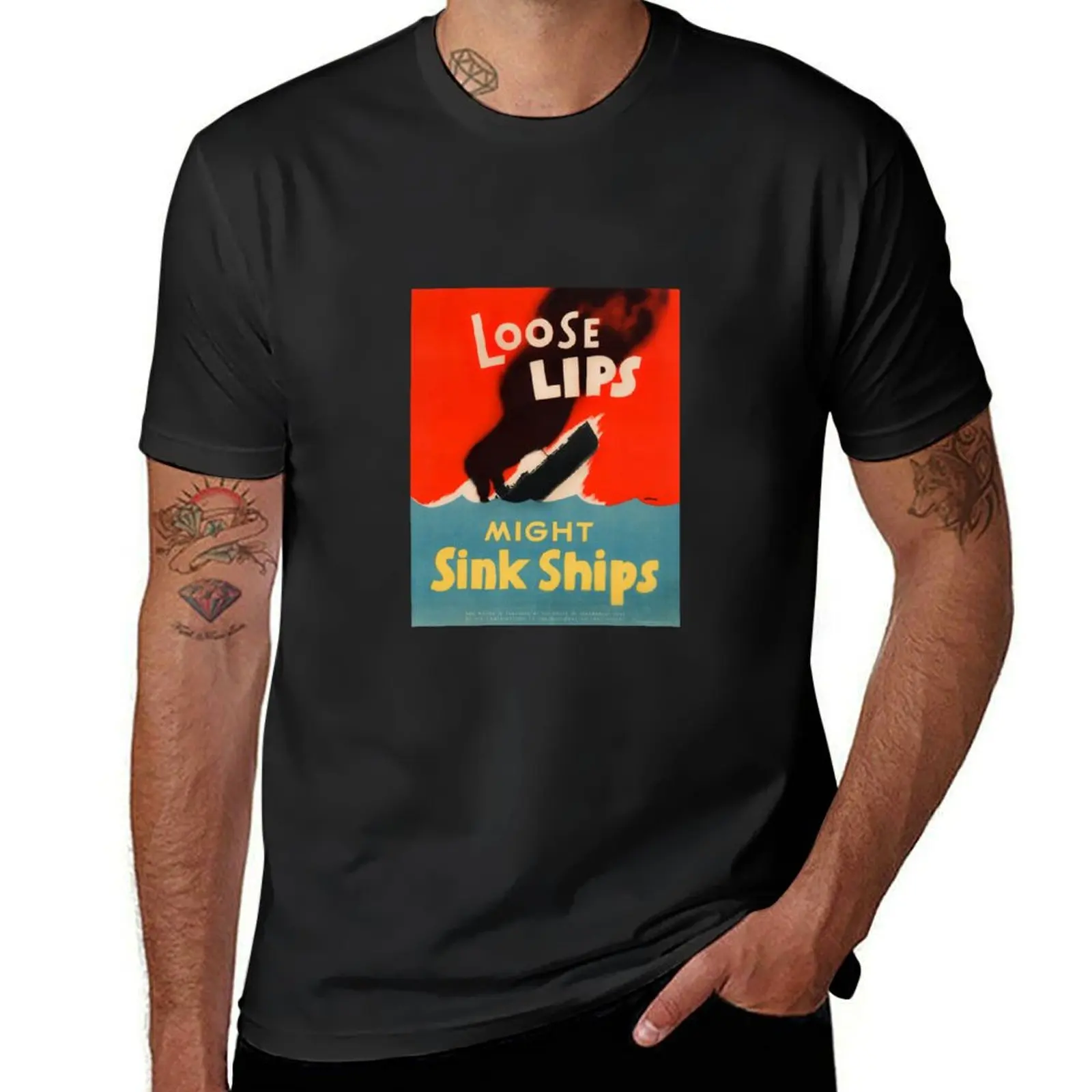 Loose Lips Might Sink Ships T-Shirt quick-drying vintage Blouse Men's cotton t-shirt