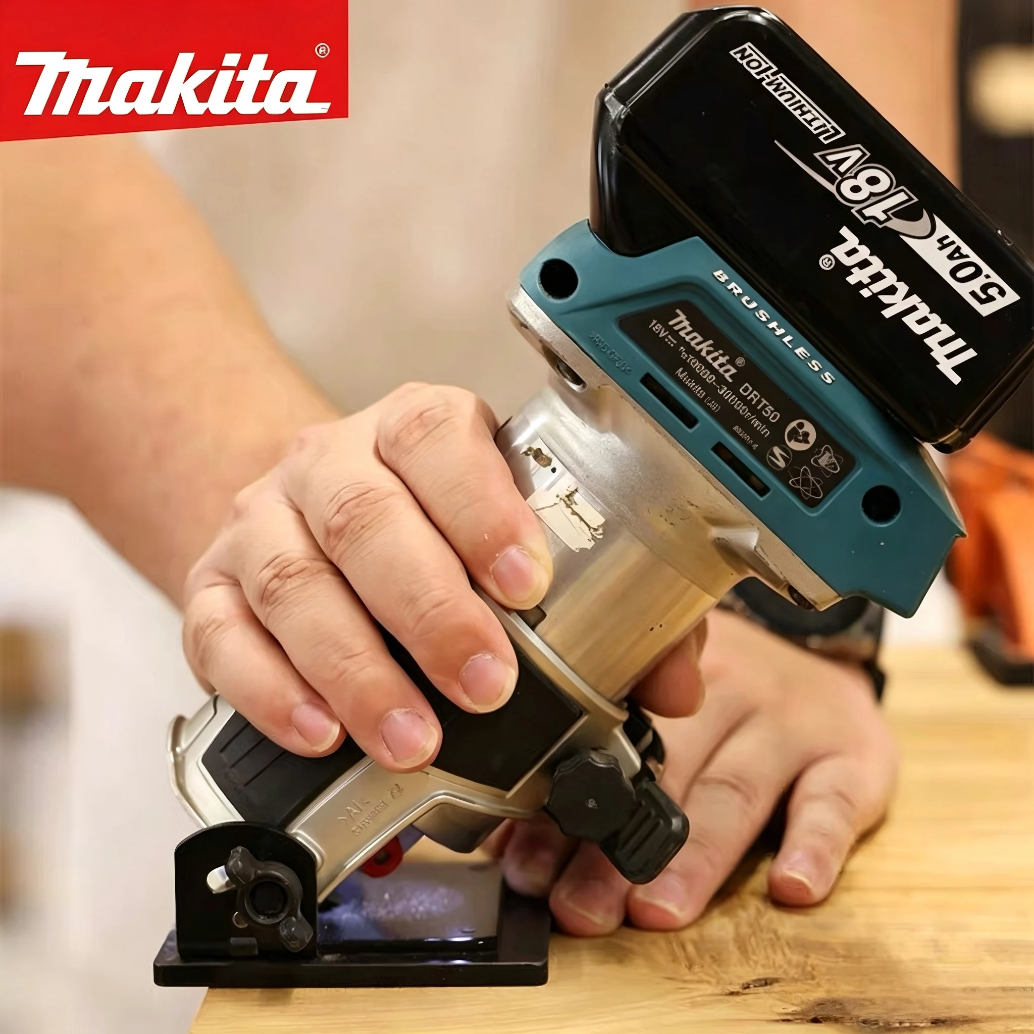 Makita 18V LXT Brushless Edge Trimmer DRT52 Cordless Wood Milling Machine For Furniture Slotting Carpentry DIY Power Tool