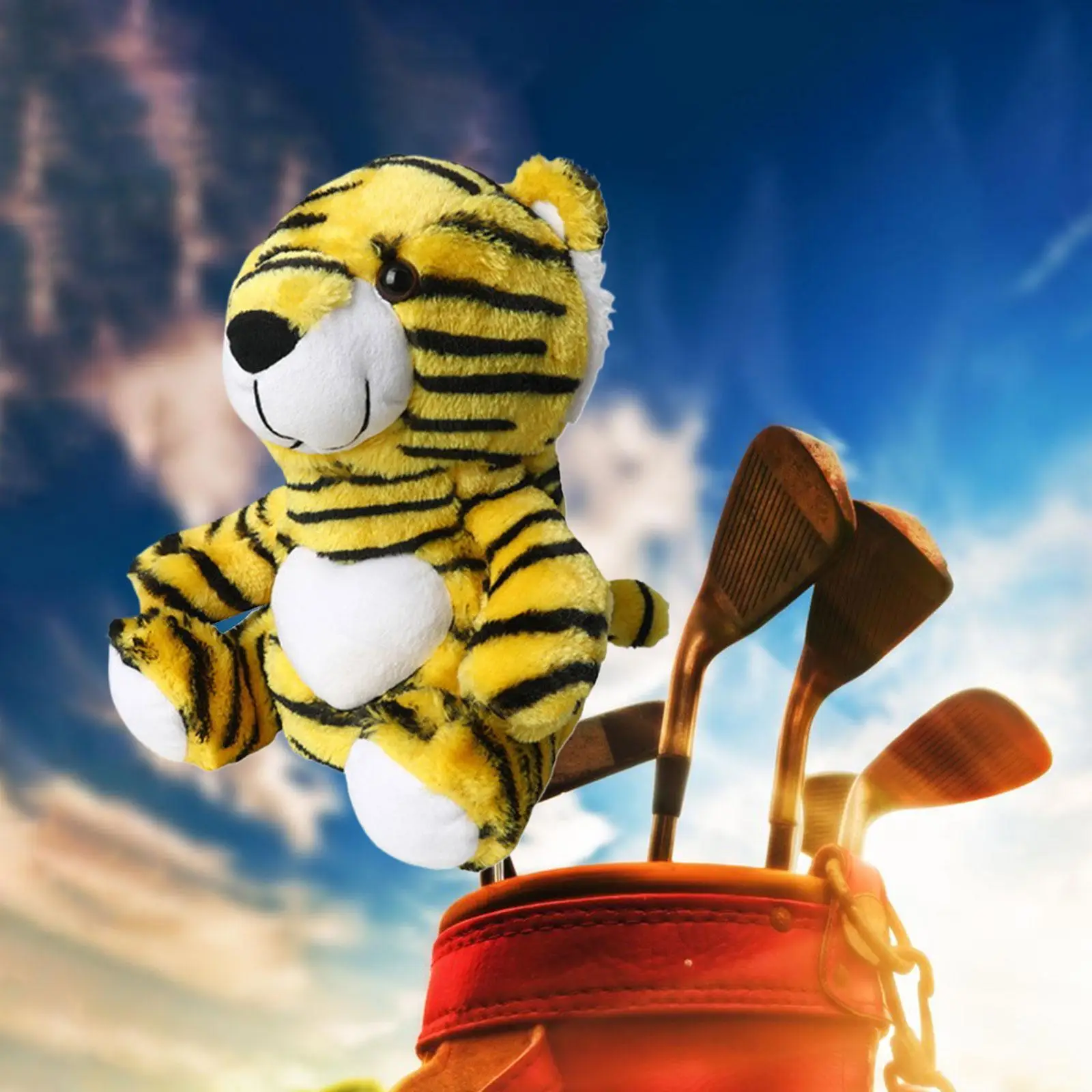 Golf Wood Driver Headcover Tiger Shape Plush Cute Cover Scratch Resistant Lightweight Protective Sleeve for Club Accessories