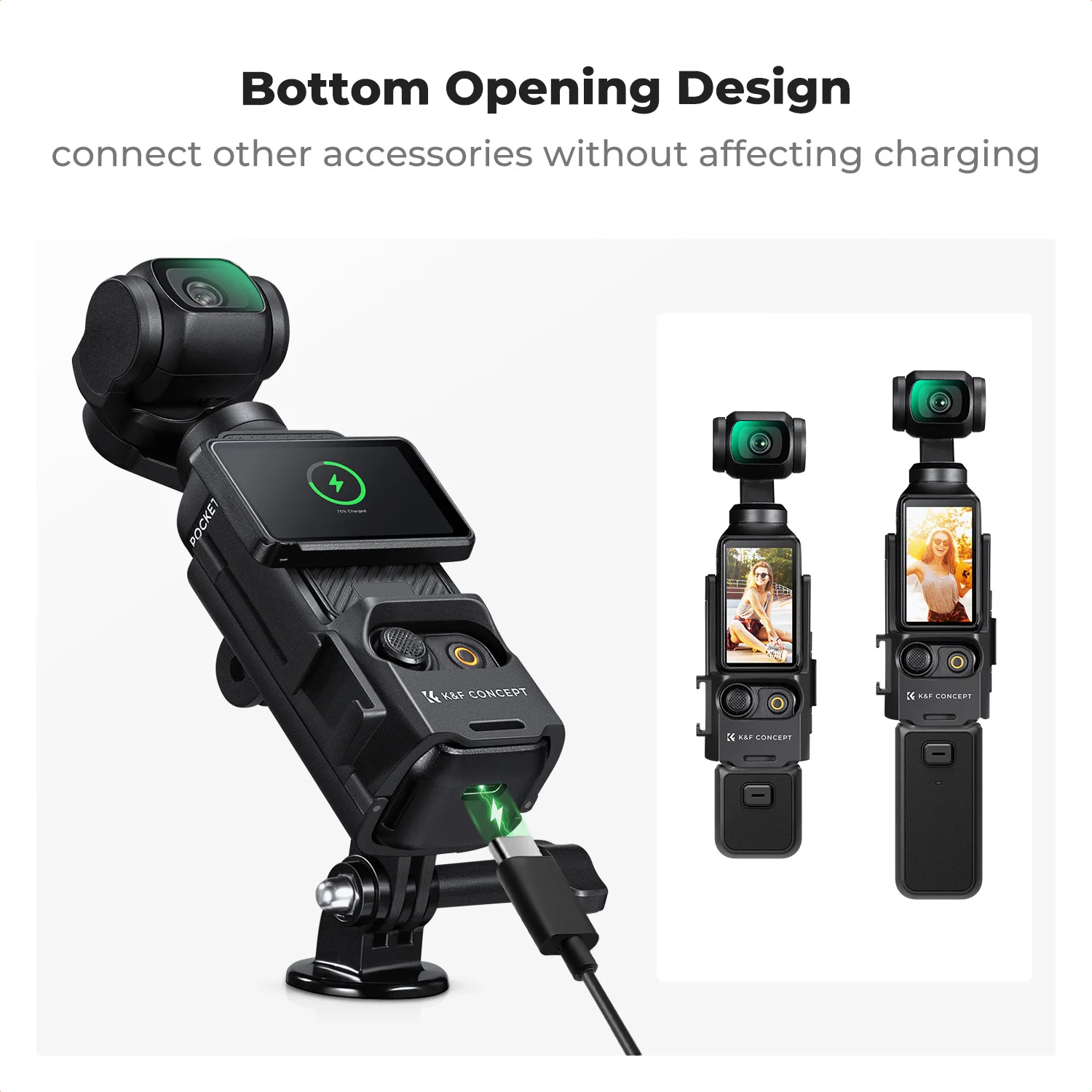 Крепление адаптера расширения K&F Concept для DJI Osmo Pocket 3, расширенная рама монтажного кронштейна с креплением для холодной башмака, отверстие для винта 1/4 дюйма