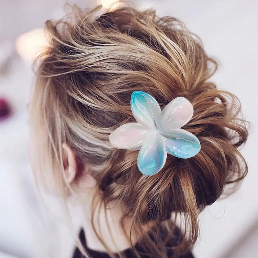 Simple Style Egg Flower Hair Clip Gradient Color Hair Accessories Flower Shape Claw Clip Headwear Transparent Ponytail Hairpin