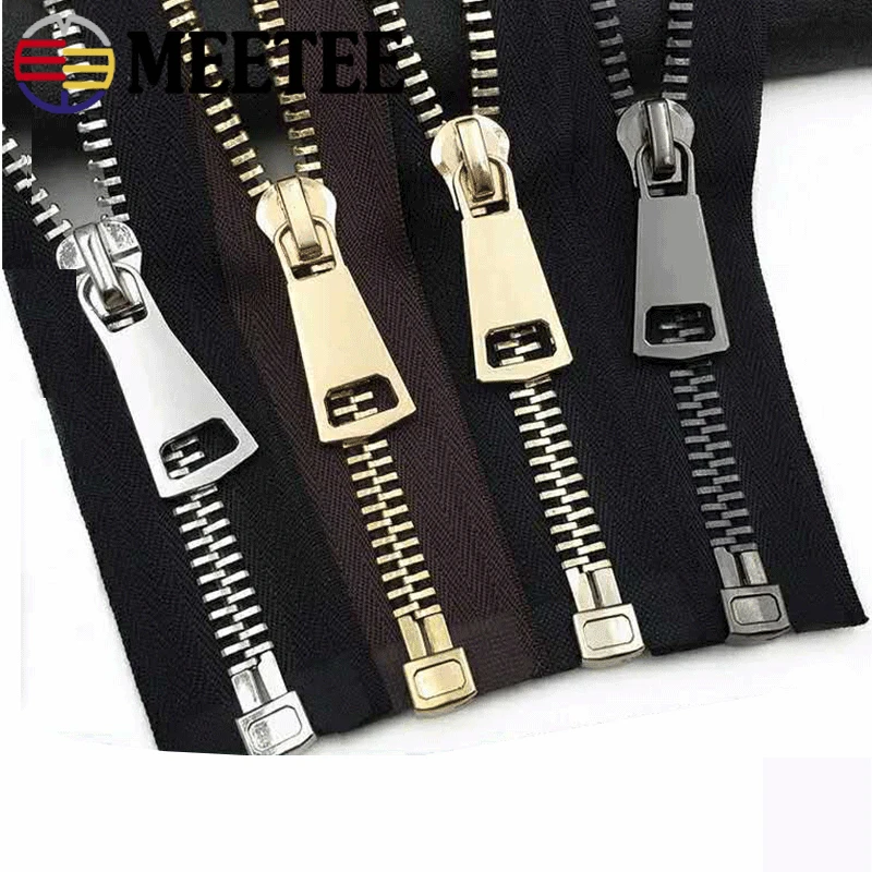 2Pcs 15/60/70/80cm 5# Auto Lock Zips Metal Zippers For Down Coat Garments DIY Clothing Bags Sewing Accessories