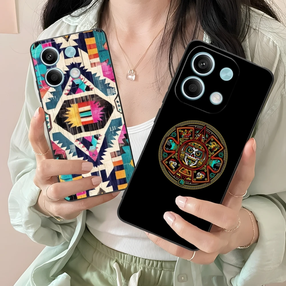 Aztec Pattern Fashion Mobile Cell Phone Case for Xiaomi Redmi Note 13 12 11 10 9 8 7 6 S A Pro Lite Plus 5G Black Cover Shell