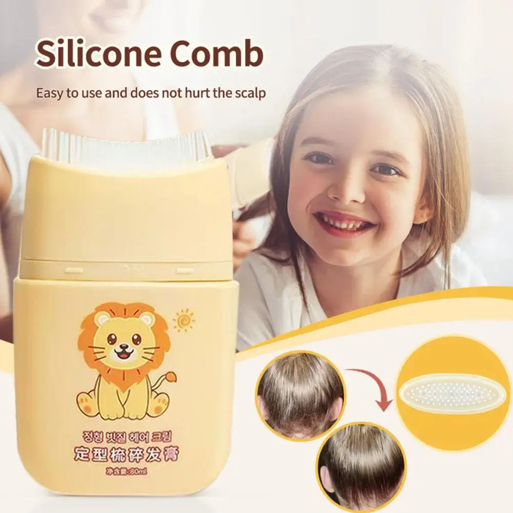 Gel de cabelo para cabelo infantil, bastão de cera, pente embutido, 2 em 1, bastão de acabamento, ingredientes naturais, não gordurosos, P8D8, 80ml