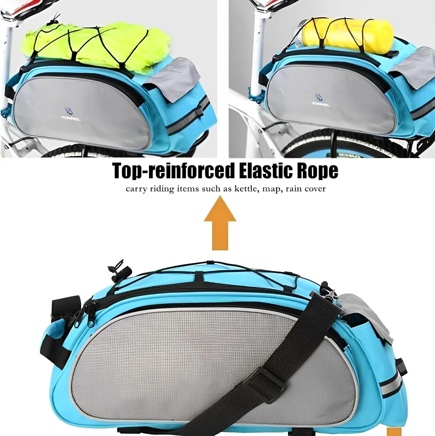 Bike Bag Rear Rack Bag Universal Bike Seat Bag with Removable Shoulder Strap Large Capacity Bicycle Storage Bag