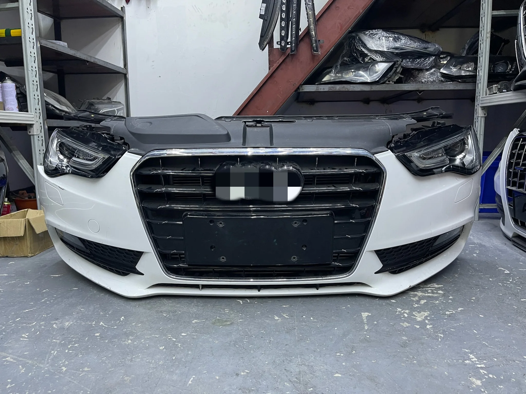 A5 Luxury Front Bumper Lip Spoiler Bodykit Assembly Headlight Grill Radiator Bolt-On High Quality Carbon Fiber