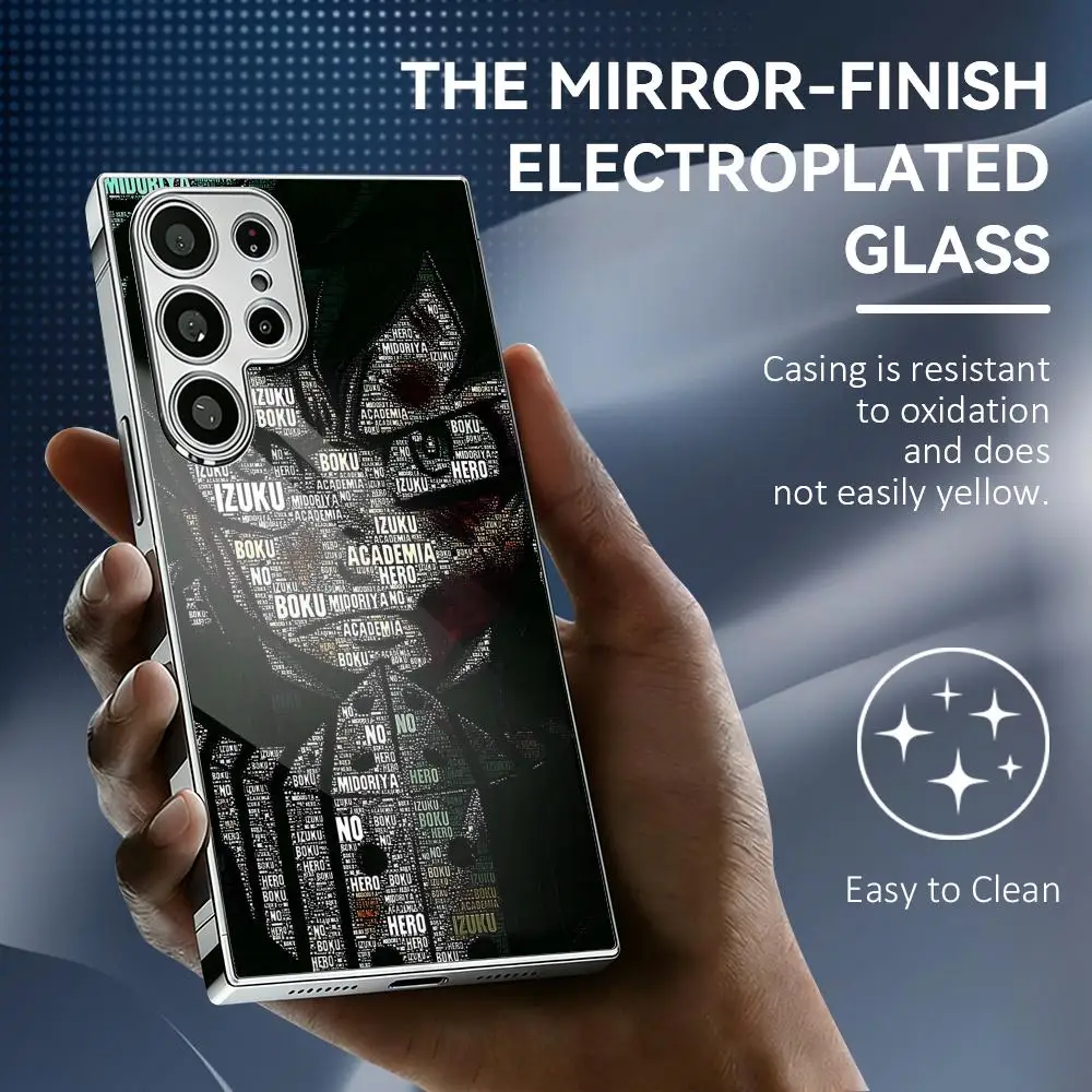 My Hero A-Academia Anime Phone Case For Samsung Galaxy S25 S24 S23 Ultra Electroplated Metal Frame Shockproof Cover Phone Case