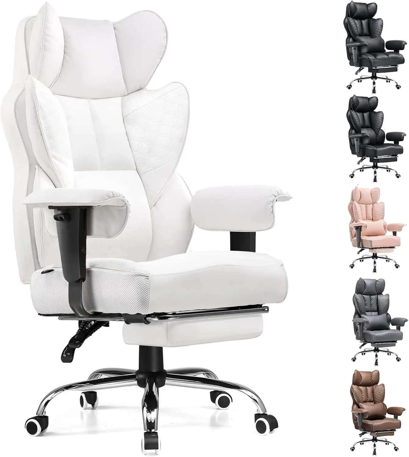 

COMHOMA Большое и высокое офисное кресло, широкое эргономичное игровое кресло 400 фунтов с роскошным тиснением, кожа с подставкой для ног, 150 шт. ° Р