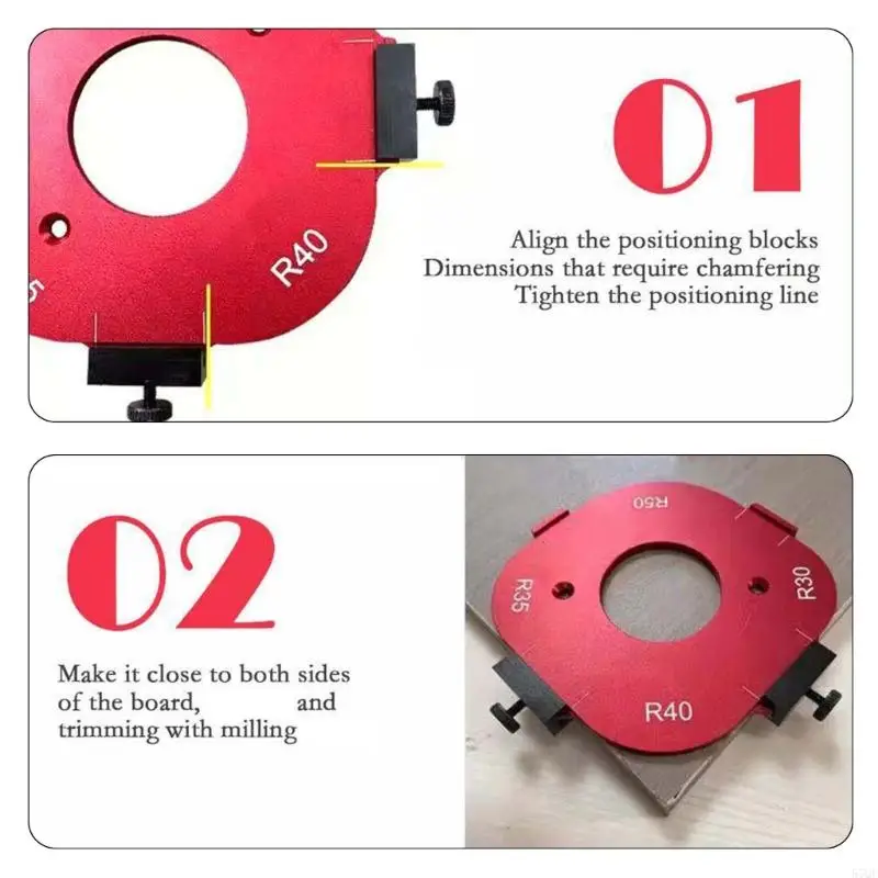 57QF 2 แพ็ค MultiSize Radius Corner Templates 10-50R สำหรับเครื่องมือขอบไม้เรียบ