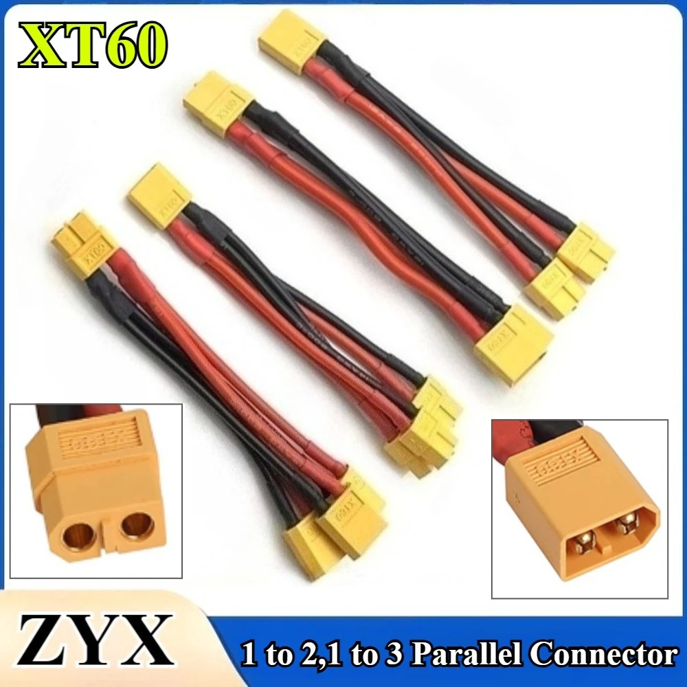 

1Pcs/lot XT60 Parallel Battery Connector Male/Female Cable Dual Extension Y Splitter 10cm~50cm 14AWG Silicone Wire for RC Motor